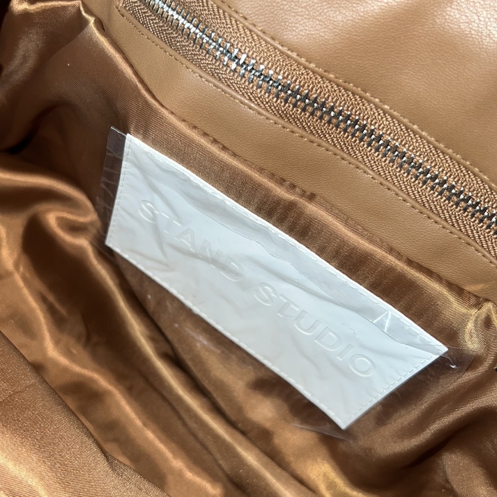 Stand Studio Tan Padded Leather Top-Handle Clutch - Picture 9 of 12